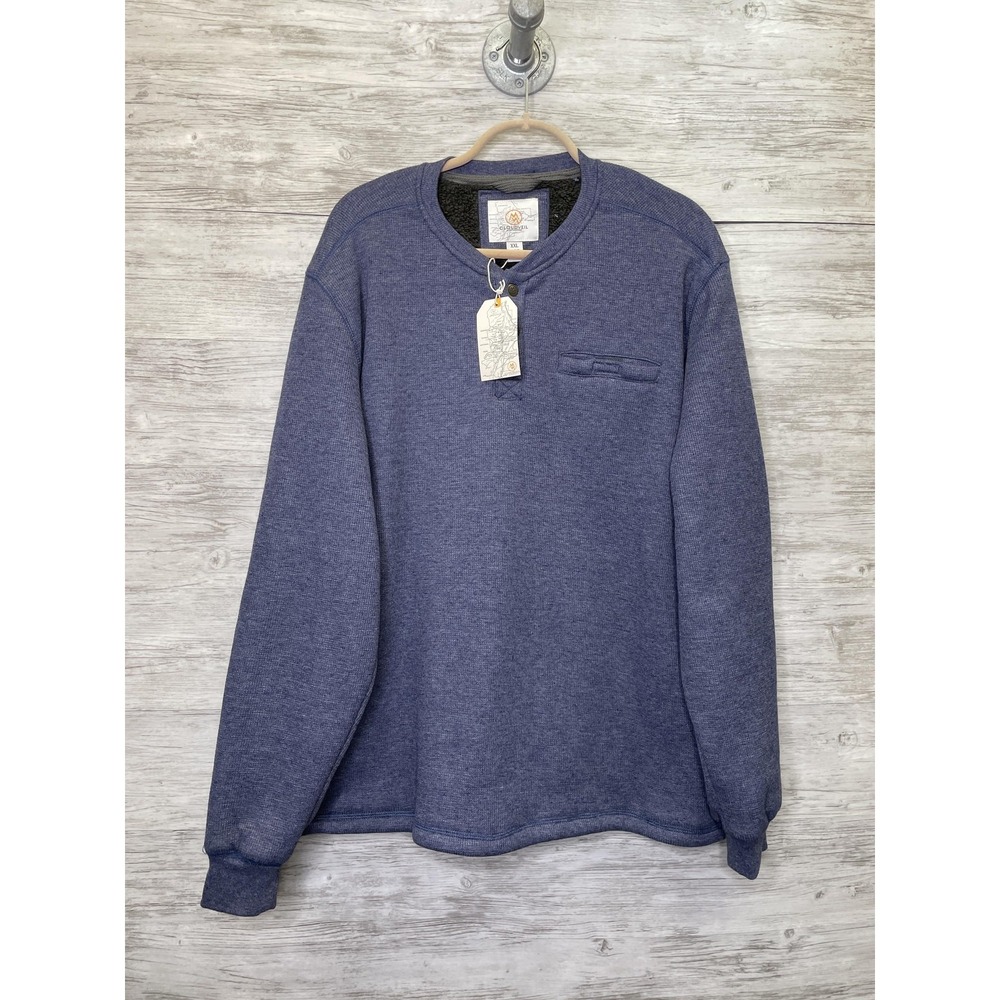 Cloudveil Mens 2XL Midnight Heather Thermal Henley Lined Waffle Knit Sweater‎